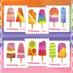 2018 Pink and Blue Popsicle with Curlicue Forever First Class Postage Stamps