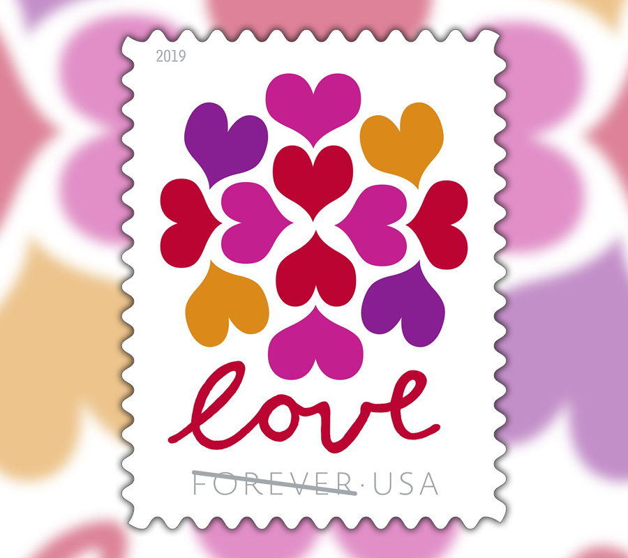 2019 Love Heart Blossoms Forever First Class Postage Stamps