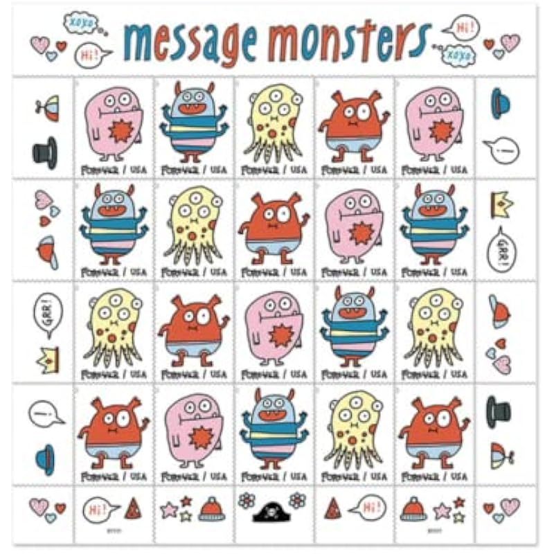 252e66dc0d2e610767632082580ad4a6bdea5017 2021 Message Monsters Forever First Class Postage Stamps - Image 1