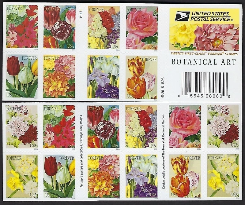 2016 Botanical Art Forever First Class Postage Stamps