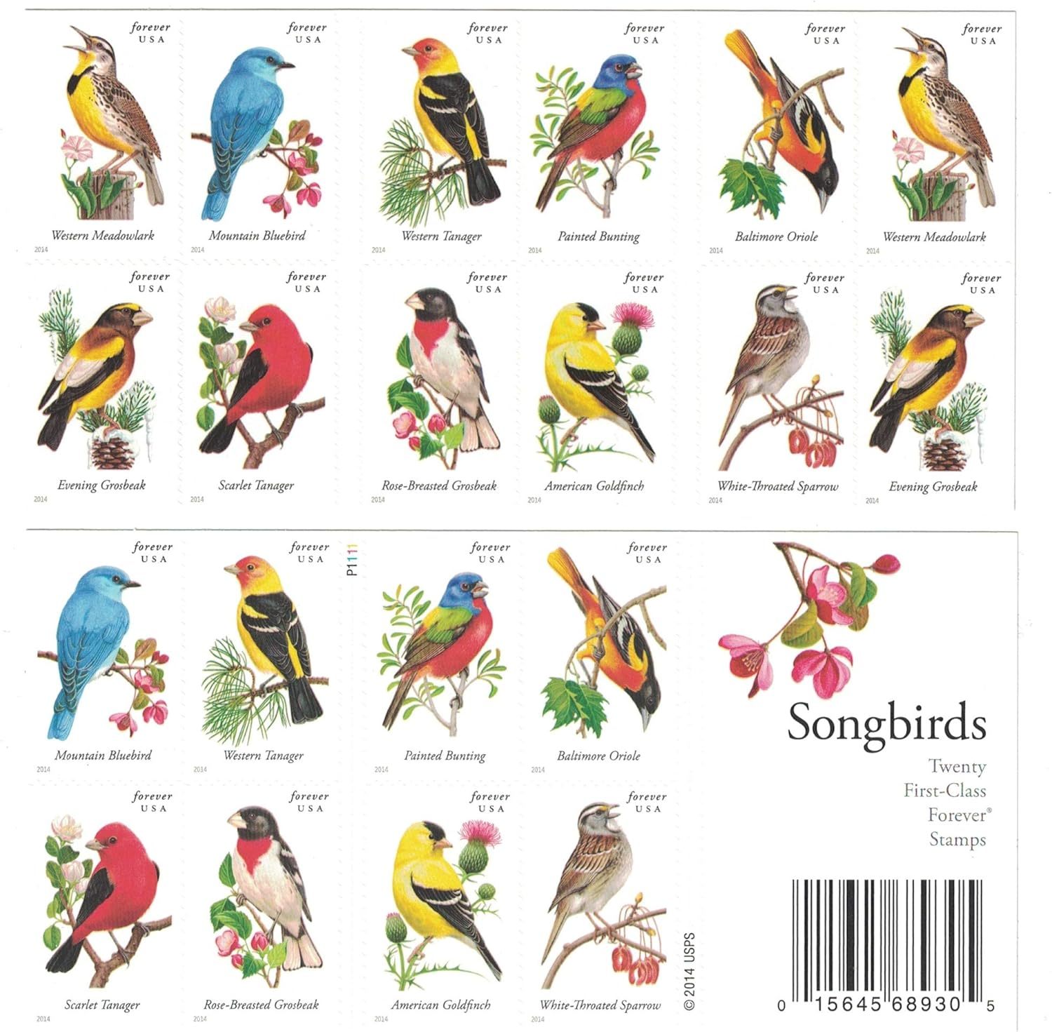 2014 Songbirds Forever First Class Postage Stamps
