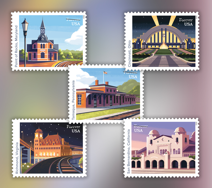 2023 Railroad Stations Forever First Class Postage Stamps