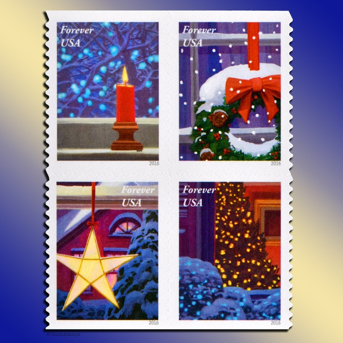 2016 Holiday Windows( Christmas Candle) Forever First Class Postage Stamps