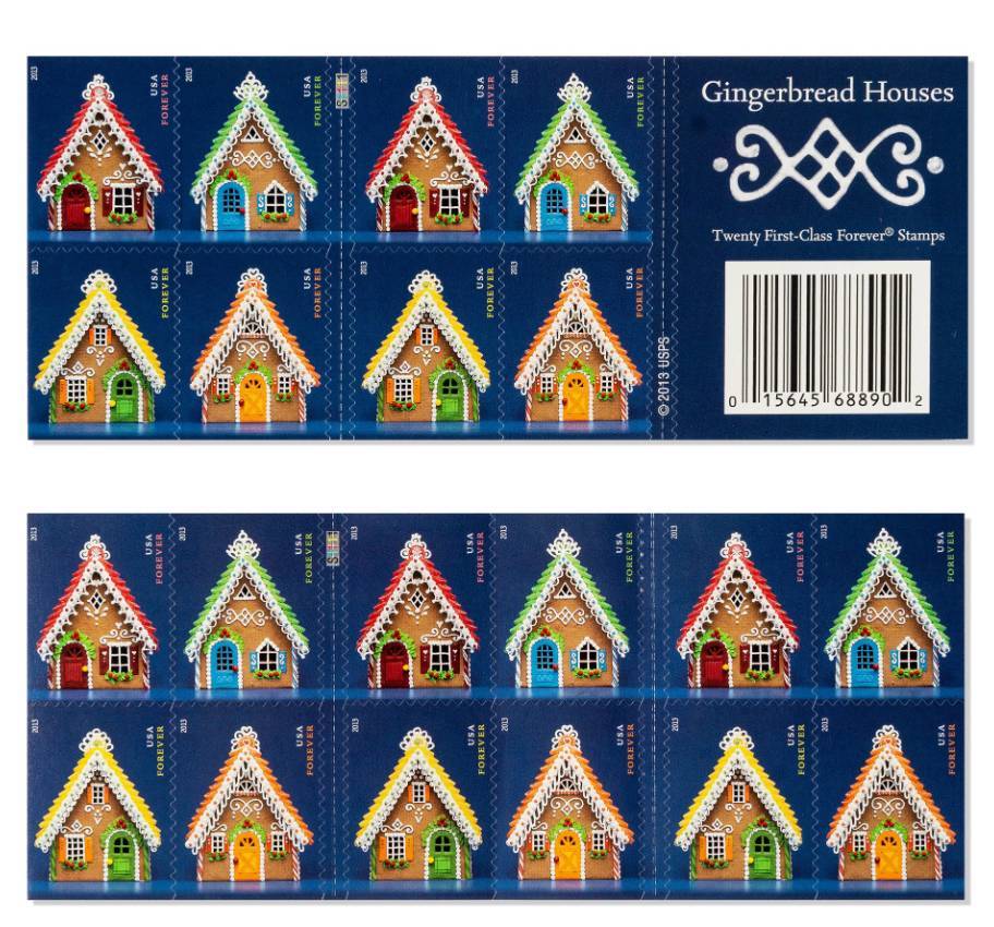2013 Gingerbread Houses Forever First Class Postage Stamps