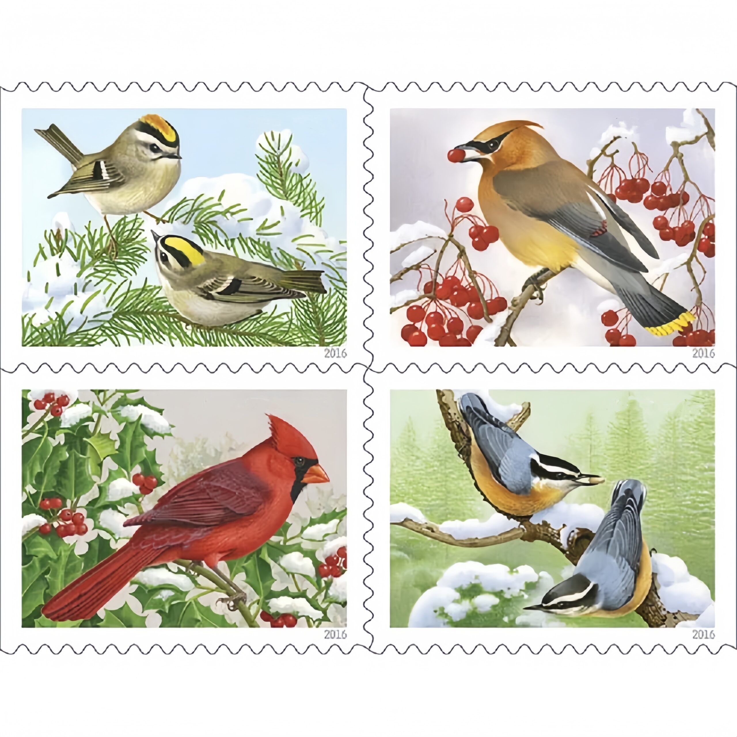 2016 Songbirds in Snow Forever First Class Postage Stamps